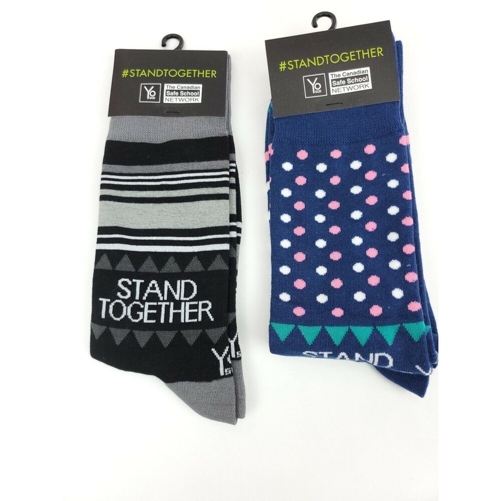 2 Pack Yo Sox Mens Crew Socks Canadian Stand Together Size 7-12